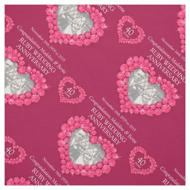 Ruby wedding anniversary personalized pattern fabric (Swatch)