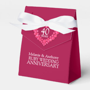 Ruby wedding heart 40 years thank you favour box