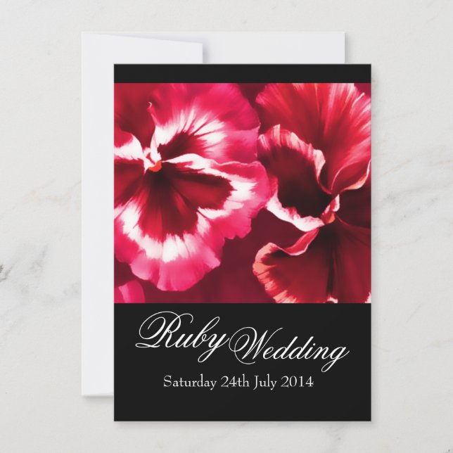 Ruby Wedding Party Invite 40th Black White & Red (Front)