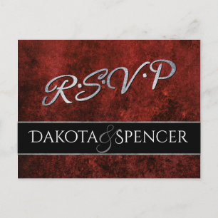 Ruby Wedding   RSVP Crimson Garnet Red and Black   Invitation Postcard