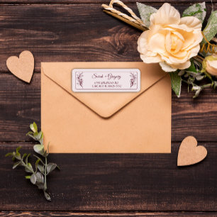 Ruby Wine Simple Boho Floral Return Address