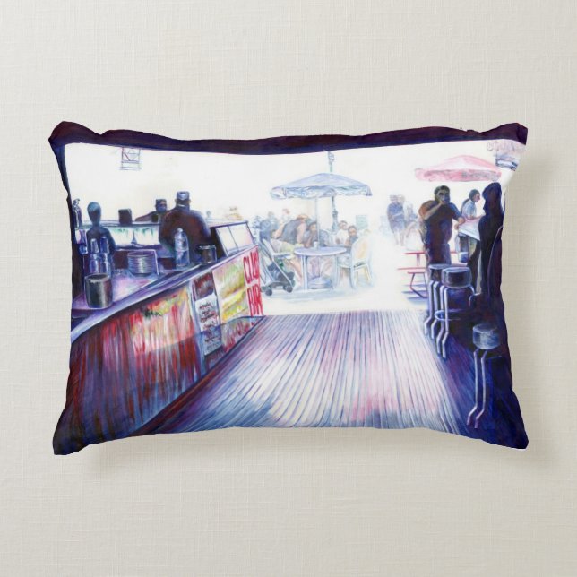 Ruby's, Coney Island, New York Accent Pillow (Front)