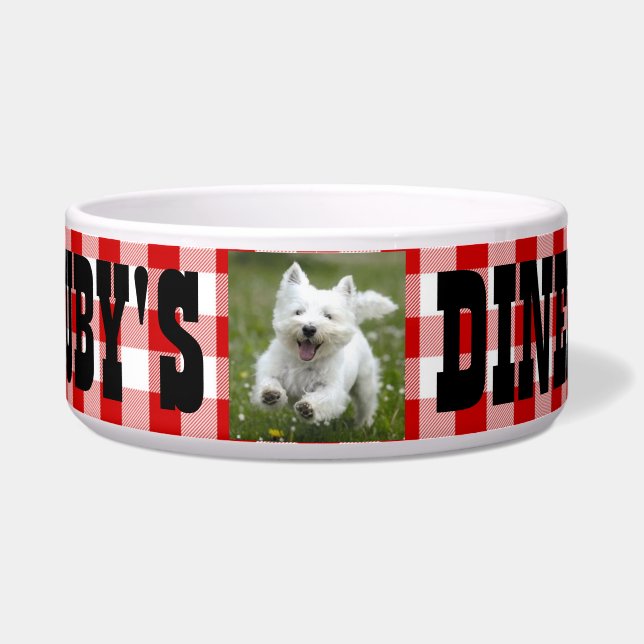 Ruby's Diner Dog's Name & Photo Red & White Checks (Front)