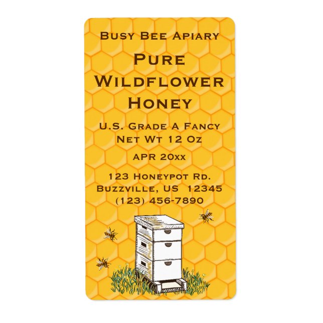 ruche et peigne d'abeille Apiaire personnalisé #3 (Devant)