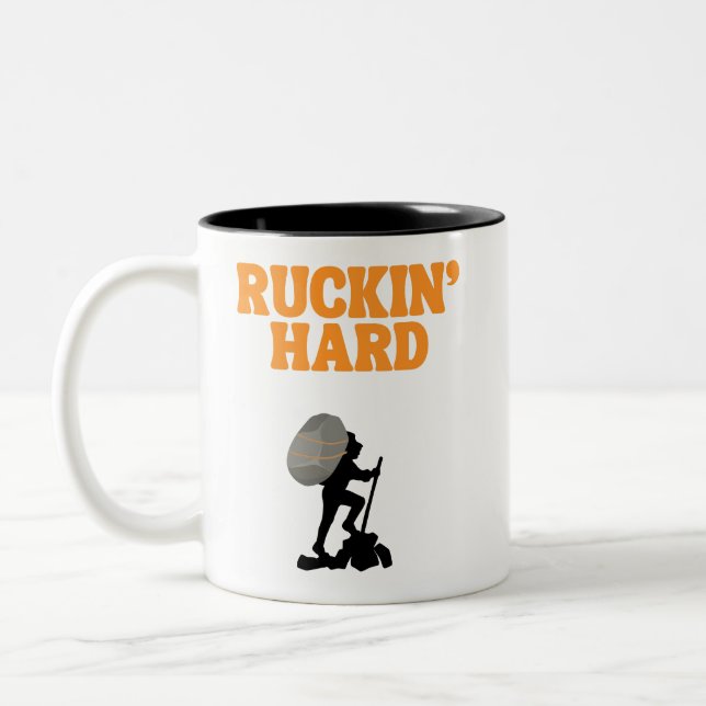 Ruckin' Hard for The Rucking Hiker Two-Tone Coffee Mug (Left)