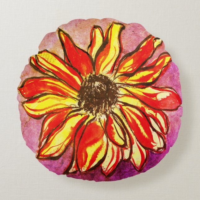 *'Rudbeckia Ablaze' Round Pillow (Front)