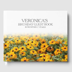 Rudbeckia Flowers 80th Birthday Guest Book