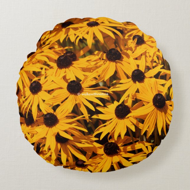 Rudbeckia Fulgida / Orange Coneflower Round Pillow (Front)