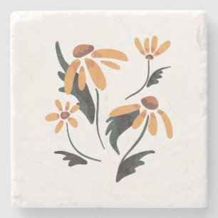 Rudbeckia Hirta Black-Eyed Susan Aesthetic Flowers Stone Coaster