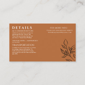 Ruddy Brown Old Money Wedding Details Enclosure Card