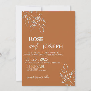 Ruddy Brown Old Money Wedding Invitation