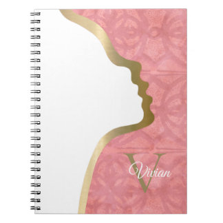 Ruddy Pink And Gold Face Monogram Name Notebook