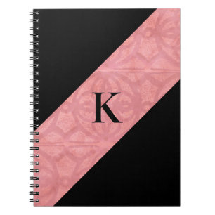 Ruddy Pink Batik and Black Monogrammed Notebook
