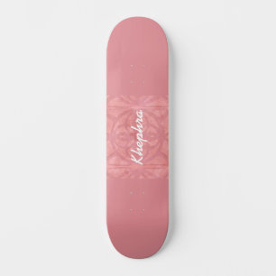 Ruddy Pink Batik And Blue Watercolor Name Skateboard