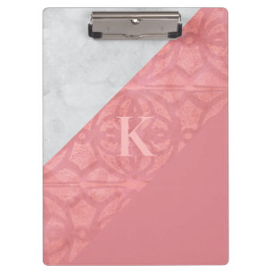 Ruddy Pink Batik And Grey Watercolor Letter Clipboard
