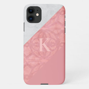 Ruddy Pink Batik And Grey Watercolor Letter iPhone 11 Case
