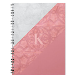 Ruddy Pink Batik And Grey Watercolor Letter Notebook
