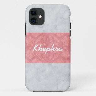 Ruddy Pink Batik Grey Watercolor Name iPhone 11 Case