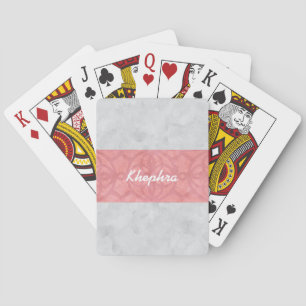 Ruddy Pink Batik Grey Watercolor Name Playing Cards