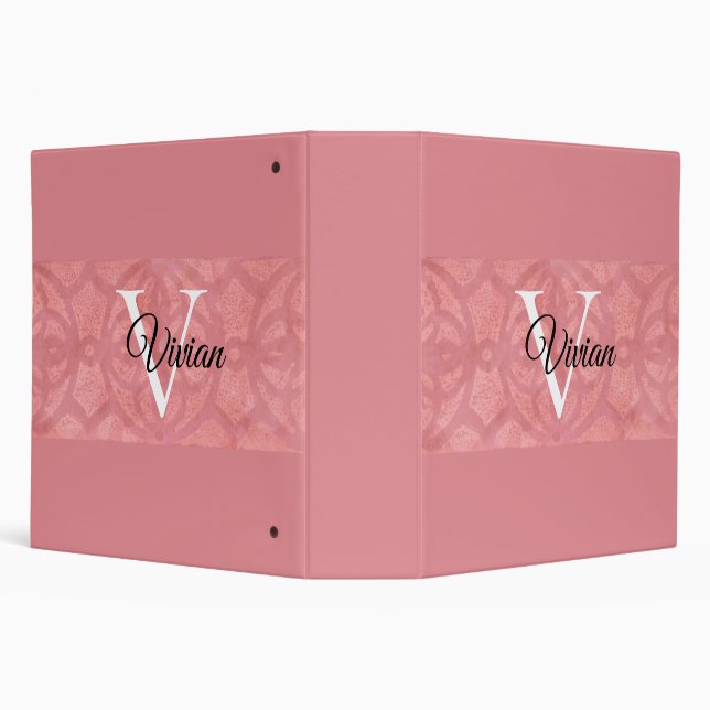 Ruddy Pink Batik Name Monogrammed Binder (Background)