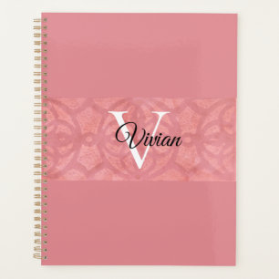 Ruddy Pink Batik Name Monogrammed Planner