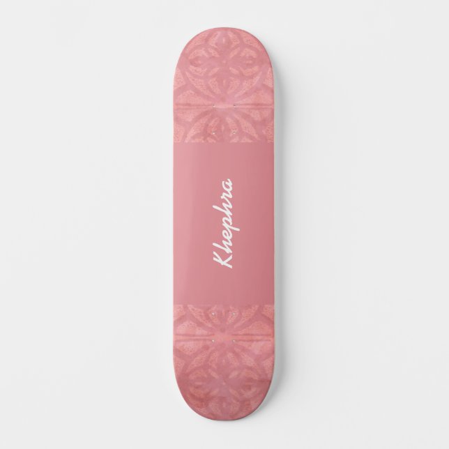 Ruddy Pink Batik Name Skateboard (Front)
