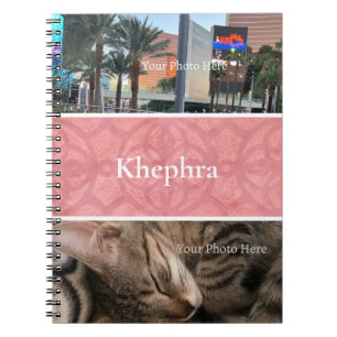 Ruddy Pink Batik Photo Collage, Border, Name Notebook