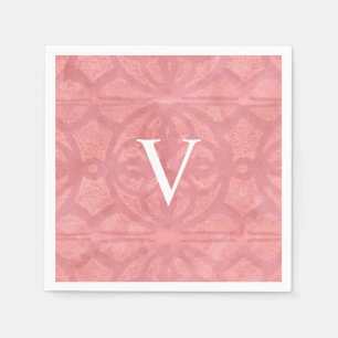 Ruddy Pink Monogrammed Watercolor Napkin