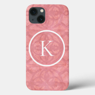 Ruddy Pink Watercolor Batik With Initial iPhone 13 Case
