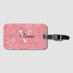 Ruddy Pink Watercolor Monogram Name Luggage Tag