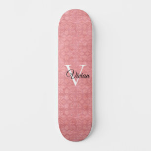 Ruddy Pink Watercolor Monogram Name Skateboard