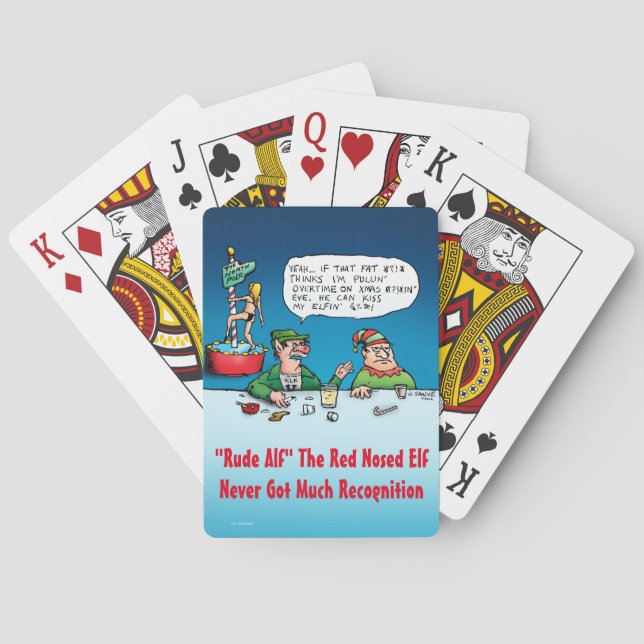 Rude Alf Funny Christmas Elf Playing Cards (Back)
