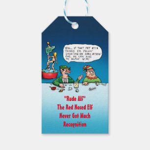 Rude Alf - Funny Elf Cartoon Gift Tags