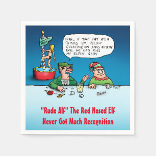 Rude Alf Funny Elf Christmas Theme Napkin
