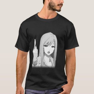 Rude Anime Girl Sticker T-Shirt