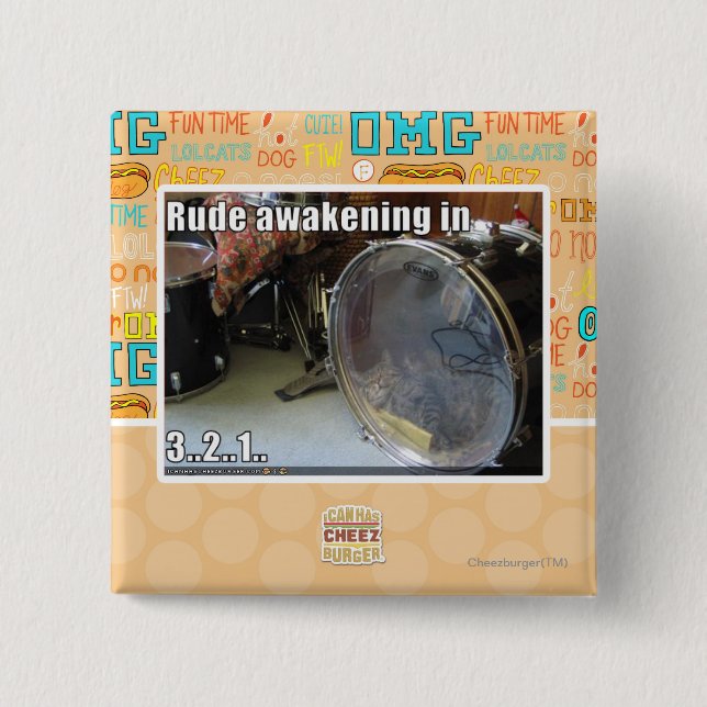 Rude awakening in 2 inch square button (Front)