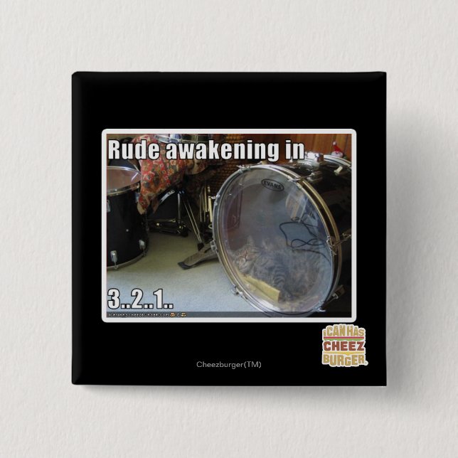 Rude awakening in 2 inch square button (Front)