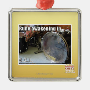 Rude awakening in metal ornament