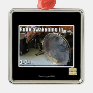Rude awakening in metal ornament