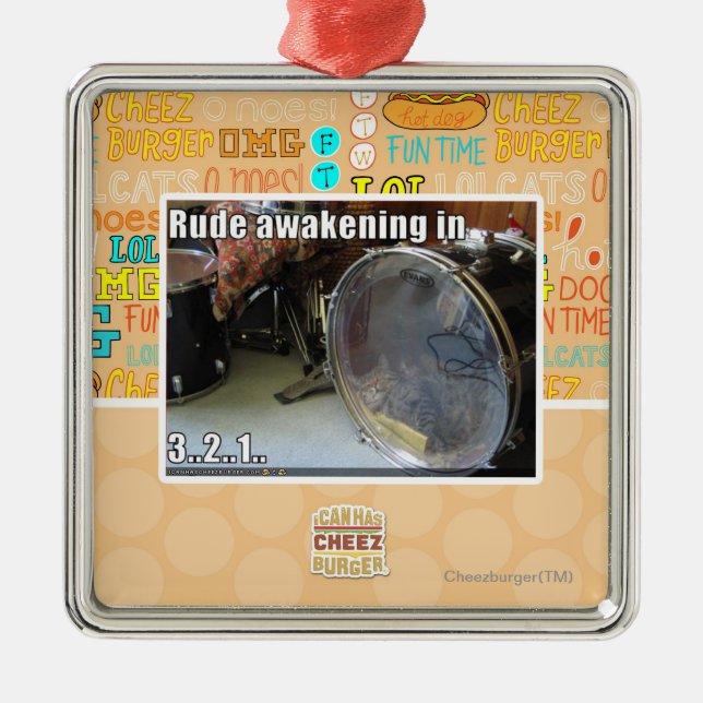 Rude awakening in metal ornament (Front)