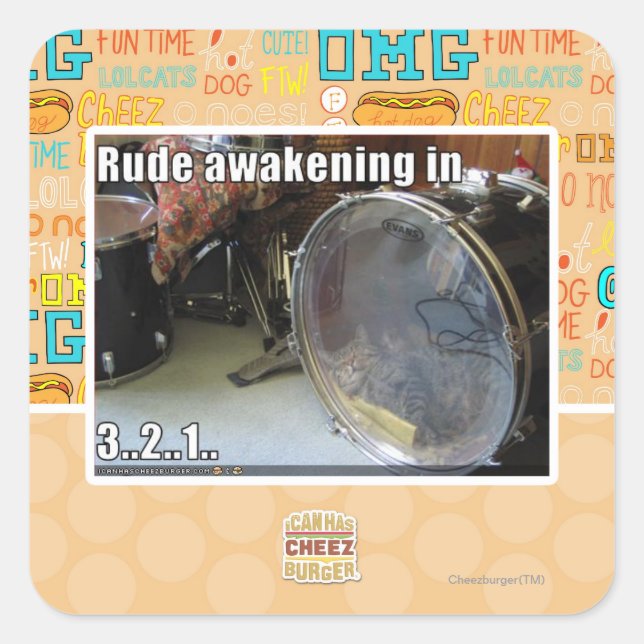 Rude awakening in square sticker (Front)