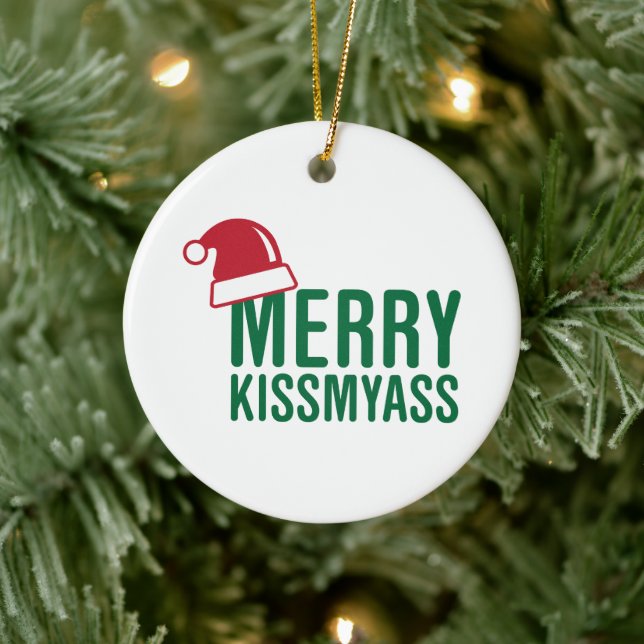 Rude Christmas Ceramic Ornament (Tree)