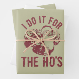 Rude Christmas Santa Face I Do It For The Ho's  Wrapping Paper Sheet