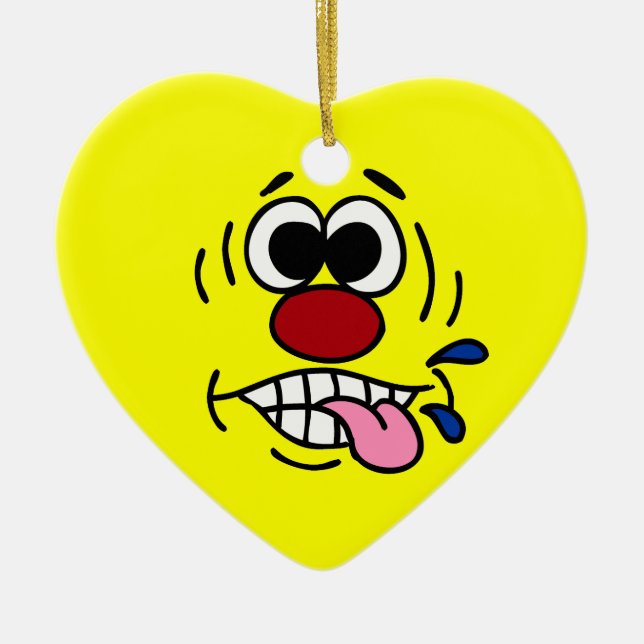 Rude Face Grumpey Ceramic Ornament (Front)