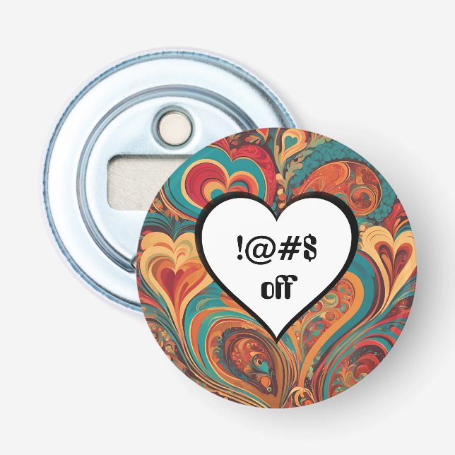 Rude Funny Heart Design !@#$ Bottle Opener (Front)