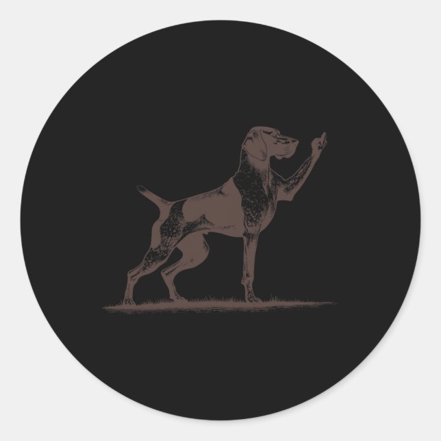 Rude Pointer Dog Hole German Shorthaired Pointer D Classic Round Sticker (Front)