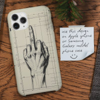 Rude Sketch Blueprint Middle Finger Hand