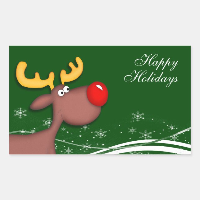 Rudolf Christmas Greetings Sticker (Front)