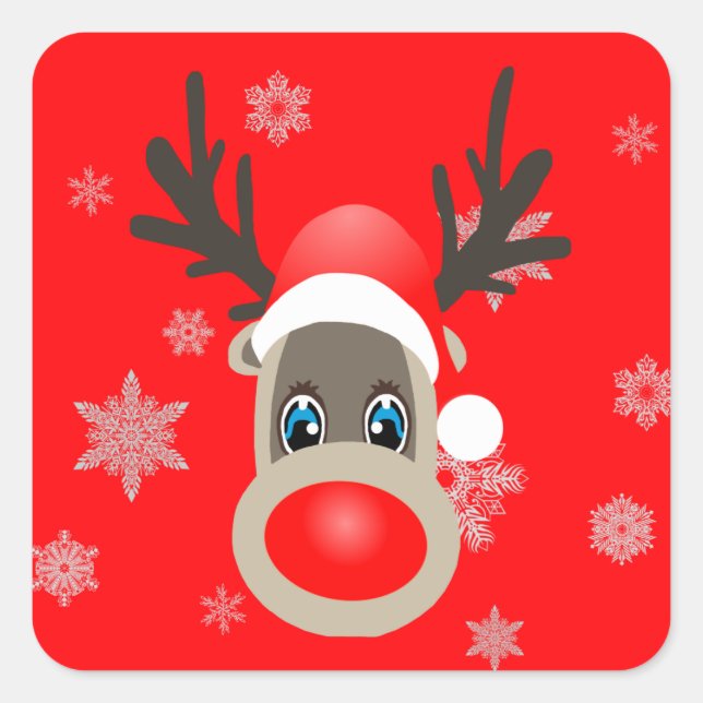 Rudolf - Christmas reindeer Square Sticker (Front)