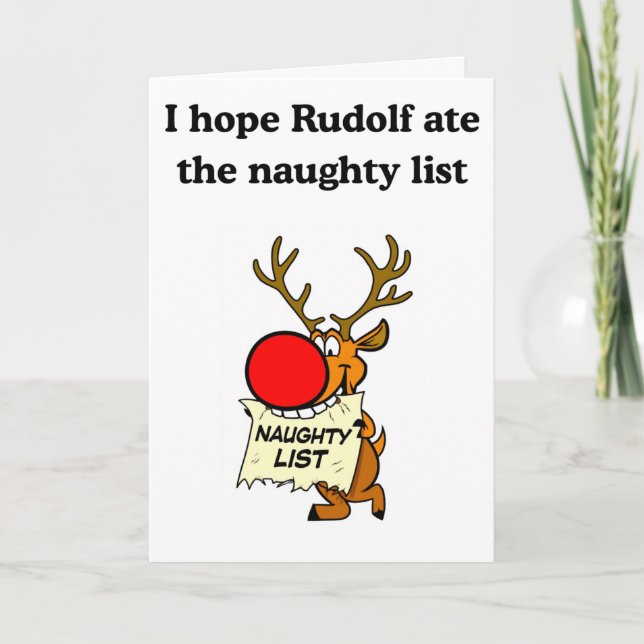Rudolf eating the naughty list card (Front)